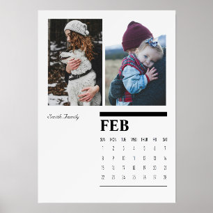 2026 Black & White Portrait Calendar - February Holder