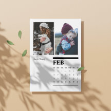 2026 Black & White Portrait Calendar - February