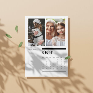 2026 Black & White Portrait Calendar - October Holder