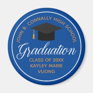 2026 Blue Gold Graduation Party Custom Keepsake Magnet