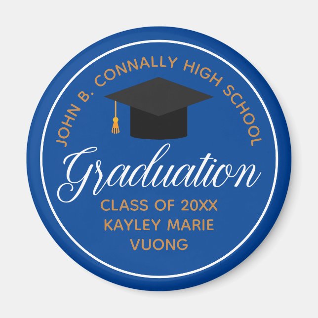 2026 Blue Gold Graduation Party Custom Keepsake Magnet (Front)