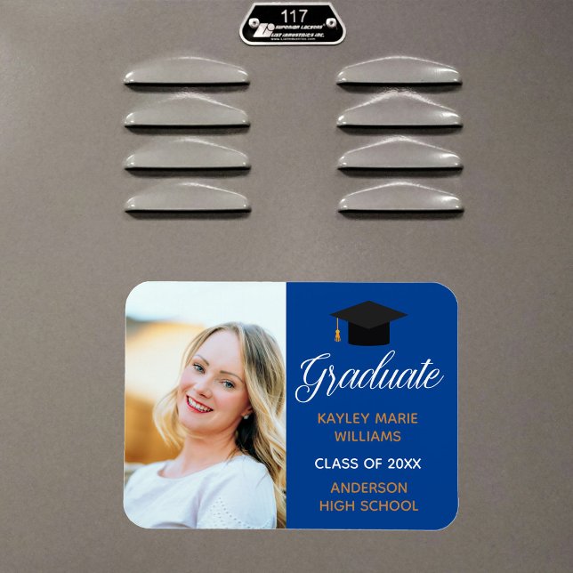 2026 Blue Graduate Photo Graduation Announcement Magnet (Creator Uploaded)