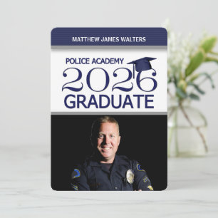 2026 Blue Photo Police Academy Graduation Invitation
