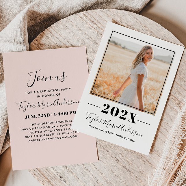 2026 Blush Pink Photo Graduation Party Invitation (Creator Uploaded)