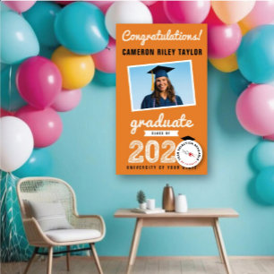 2026 Bold Sketch Typography Photo Graduation Party Banner