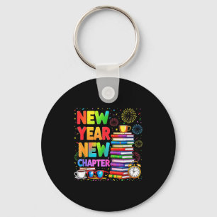 2026 Bookworm Funny Happy New Year Chapter Book Lo Keychain