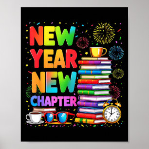 2026 Bookworm Funny Happy New Year Chapter Book Lo Poster