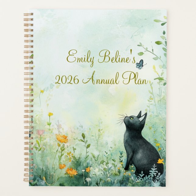 2026 Botanical Cat Planner | Minimal Cat Planner (Front)