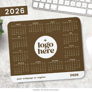 2026 Business Branded Brown Full Year Calendar Mouse Pad