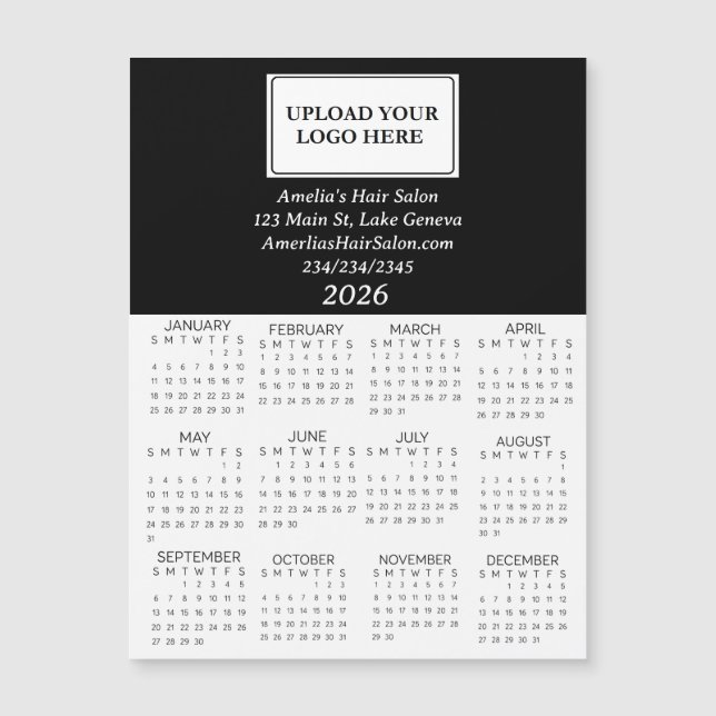 2026 Business Logo Mini Calendar (Front)