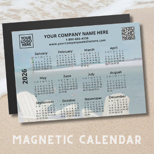 2026 Business Logo QR Beach Calendar Magnet