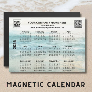 2026 Business Name Logo QR Ocean Calendar Magnet