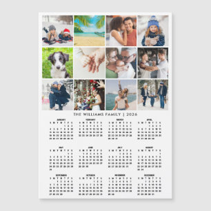 2026 Calendar 12 Photo Collage Magnet