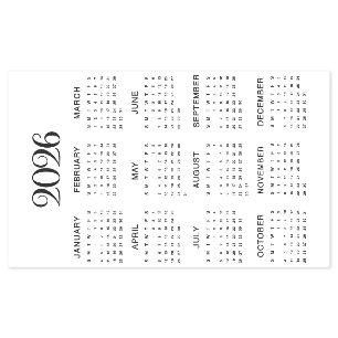 2026 Calendar #1 Four Rows, Three Columns Self-inking Stamp
