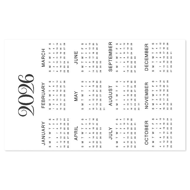 2026 Calendar #1 Four Rows, Three Columns Self-inking Stamp (Design)