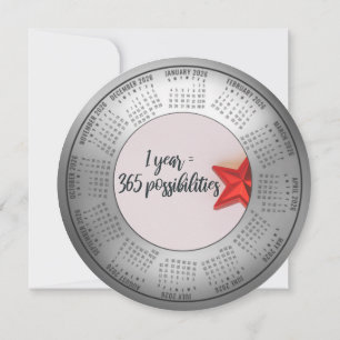 2026 Calendar 1 Year = 365 Possibilities Round  Holiday Card