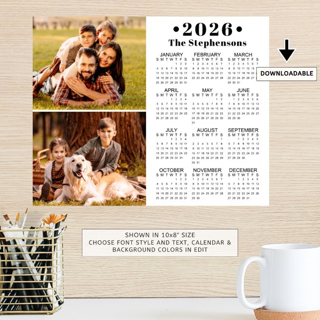 2026 Calendar 2 Photos Personalized Poster (Creator Uploaded)