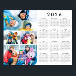 2026 Calendar 4 Photo Simple Poster<br><div class="desc">2026 Calendar 4 Photo Simple Poster. Create your own personalized, custom color photo calendar poster featuring a 2026 year-at-a-glance calendar and an easy-to-upload photo collage template with 4 pictures. Personalize with a family name, individual name or other custom text in your choice of text, calendar and background colors (shown in...</div>