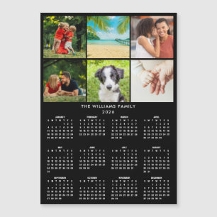 2026 Calendar 6 Photo Collage Modern Magnet