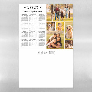 2026 Calendar 6 Photo Collage Personalized Magnetic Dry Erase Sheet