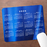 2026 Calendar Abstract Blue Custom Photo Mouse Pad<br><div class="desc">A white 2026 calendar on a close up photograph of draped blue silk keeps all the dates of the year at your fingertips on this custom mouse pad. Soft folds of vibrant blue silk create dark blue shadows and pale blue highlights across the frame of the abstract photo. A bit...</div>