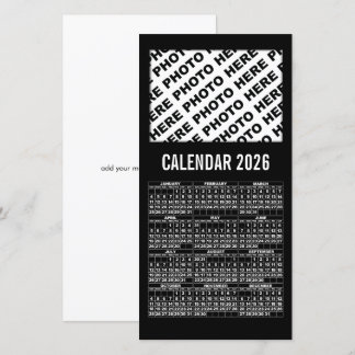 2026 Calendar Add 1 Horizontal Photo Card black