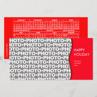 2026 Calendar Add 1 Photo Red Card