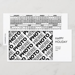 2026 Calendar Add 1 Photo Simple Card