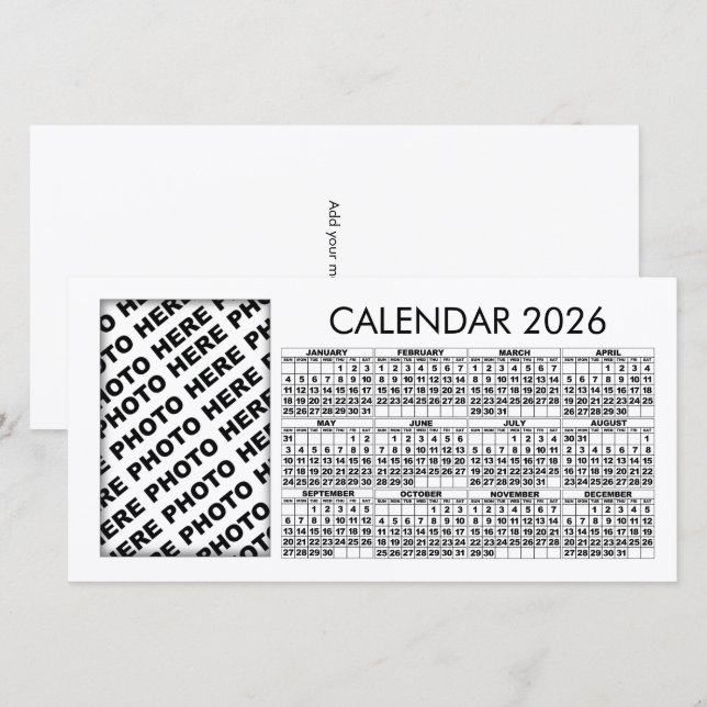 2026 Calendar Add 1 Vertical Photo Card (Front/Back)