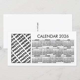 2026 Calendar Add 1 Vertical Photo Card