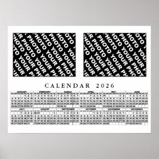 2026 Calendar Add 2 Photos Poster 24x18in