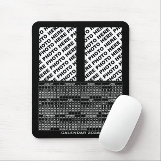 2026 Calendar Add 2 Vertical Photos Mousepad black