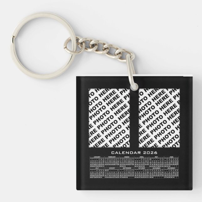 2026 Calendar Add 4 Vertical Photos Keychain (Front)