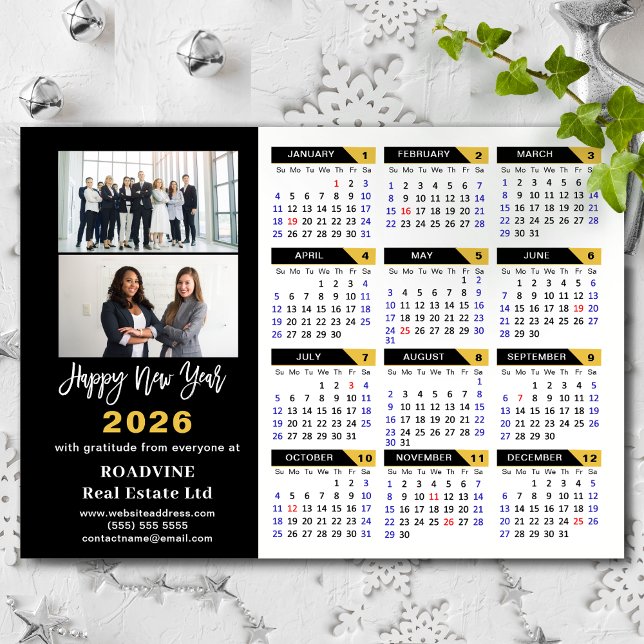 2026 Calendar Black Gold Business 2 Photo Magnetic (Creator Uploaded)