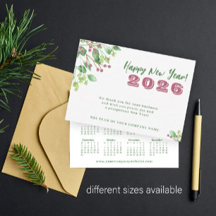 2026 calendar business corporate New Year holiday Note Card