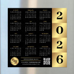 2026 Calendar Business Logo QR Code Black & Gold<br><div class="desc">Create branded 2026 calendars with your custom company logo and QR code using this modern black and gold effect calendar design. Great to use as a marketing tool or end-of-year gift for clients and employees. Featuring faux gold effects, your business logo, contact details and scannable QR code, these 2026 calendar...</div>