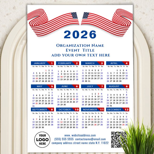 2026 Calendar Business Logo QR code Blue Magnetic (Creator Uploaded)