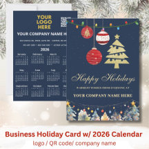 2026 Calendar Business Logo QR Festive