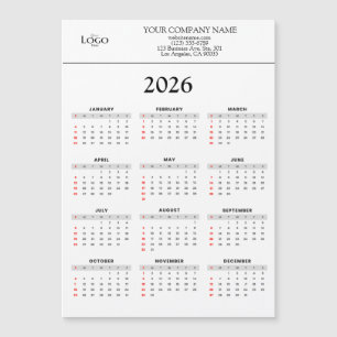 2026 Calendar Business Logo Text Any background
