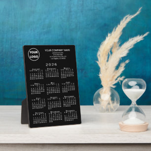 2026 Calendar Business Logo Text Black Desktop Plaque