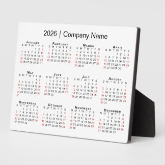 2026 Calendar Business Name Desktop Plaque