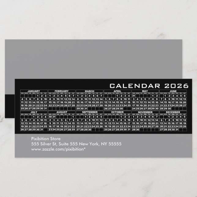 2026 Calendar Business Rack Card Black (Front/Back)