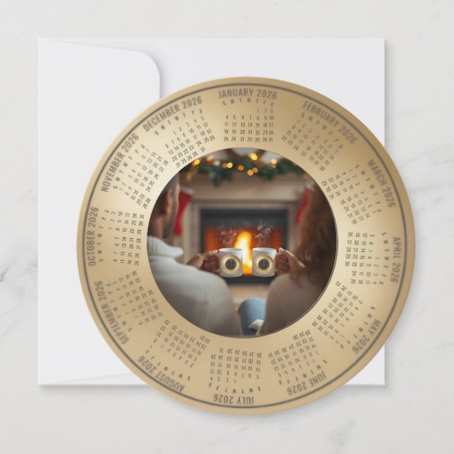 2026 Calendar Celebrating New Years Holiday Card (Front)