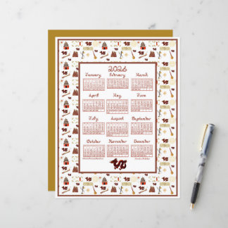 2026 Calendar Chinese Dragon Repeat  Fabric Font