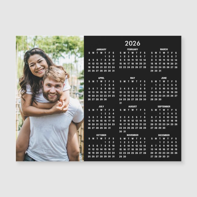 2026 Calendar Classic Modern Photo Magnet (Front)