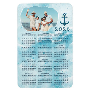 2026 Calendar Coastal Ocean Family Photo Magnet