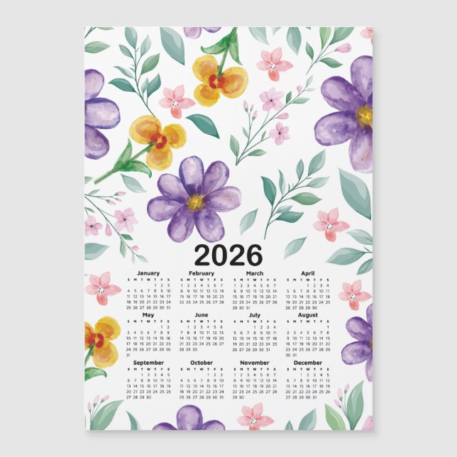 2026 Calendar Colorful Floral Botanical Garden (Front)