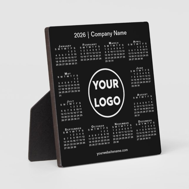 2026 Calendar Company Logo Black Business Plaque (Front)