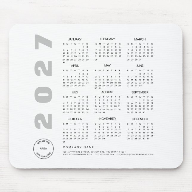 2026 Calendar Company Logo Client Promotional Gift Mouse Pad (Front)