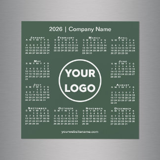 2026 Calendar Company Logo on Forest Green Magnet